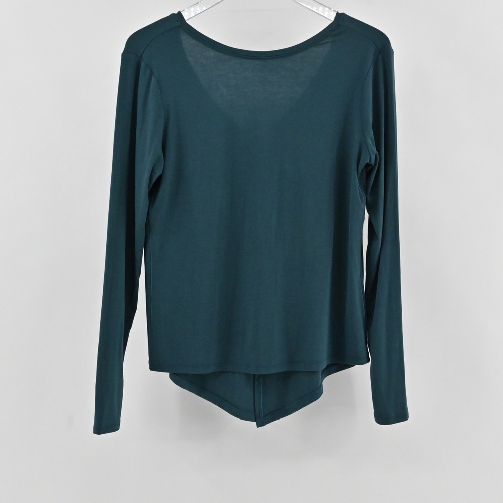 Spanx AirEssentials V-Neck Pleat Back Top Womens Size M Dark Teal Green Pullover